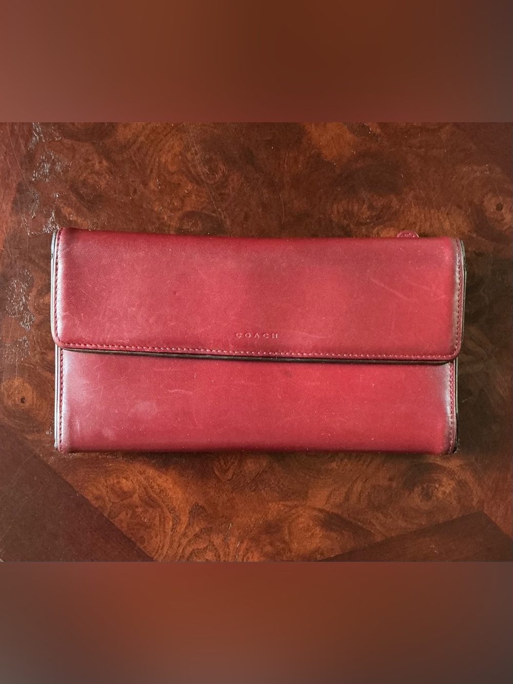 Coach Burgundy Leather Wallet Vintage with Matching Checkbook Cover